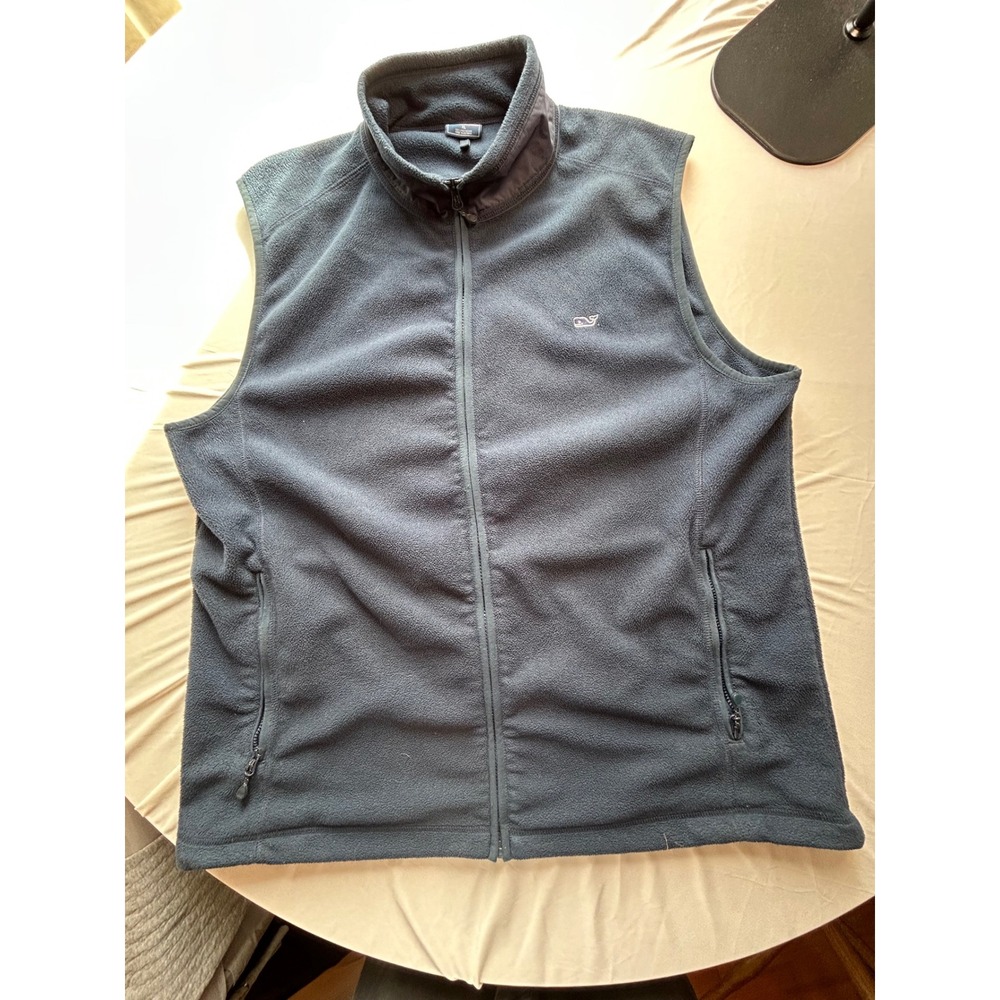Vineyard Vines Mens XL Navy Blue Full Zip Fleece Whale Logo Vest